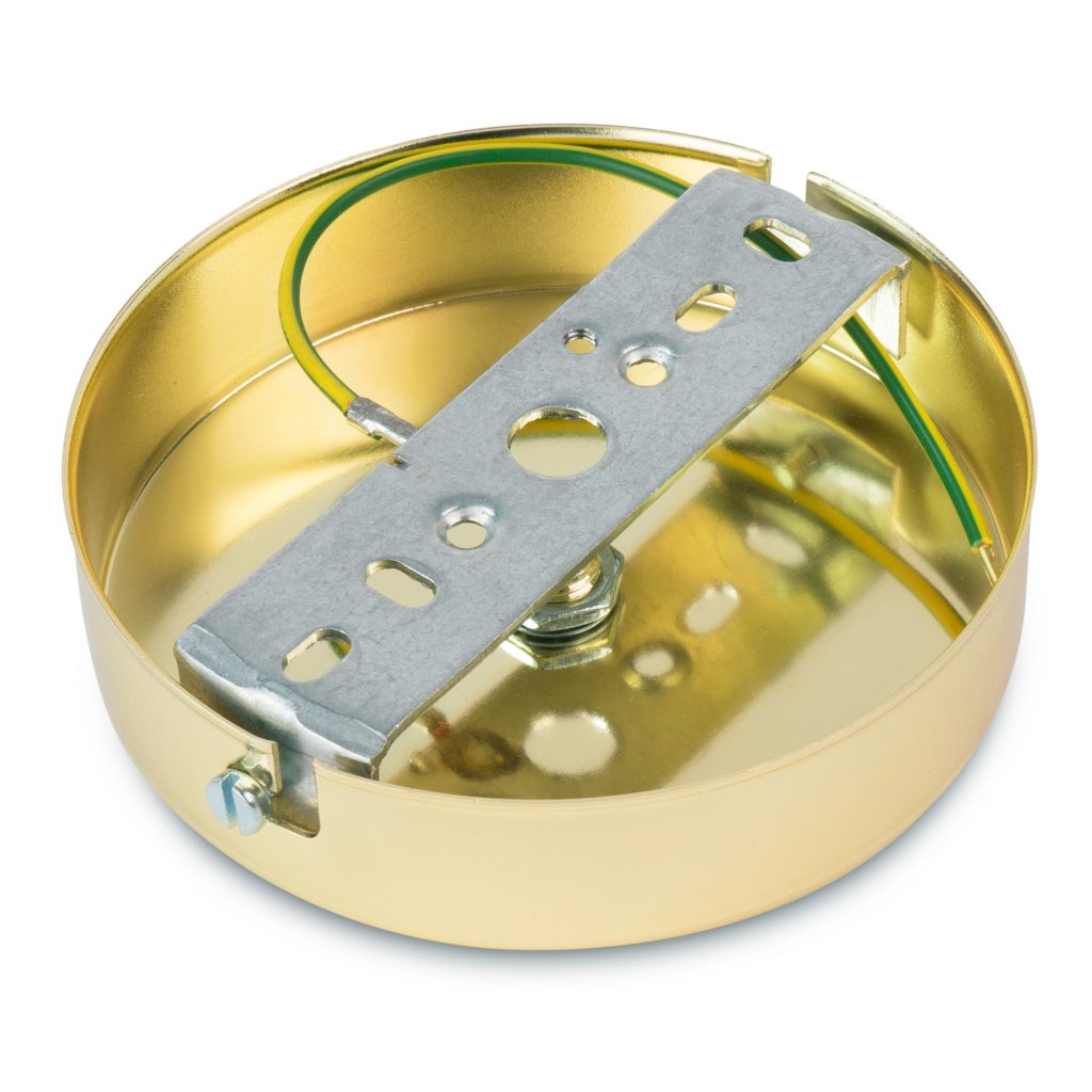 Lampen Baldachin aus Eisen 100x24mm, Messing | inkl. Zugentlastung aus