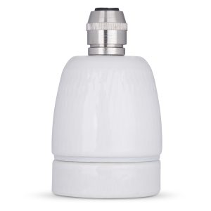 E27 Fassung Lampenfassung Thermoplast weiß Gewindemantel Klemmnippel transp 