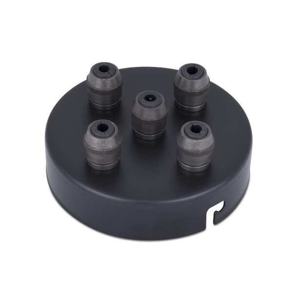 deckenbaldachin lampen baldachin eisen metall schwarz pulverbeschichtet zugentlastung messing bronze antik 5-loch mehrloch drei kabelauslässe bajonettverschluss