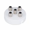 deckenbaldachin lampen baldachin eisen metall weiß pulverbeschichtet zugentlastung messing nickel 5-loch mehrloch drei kabelauslässe bajonettverschluss