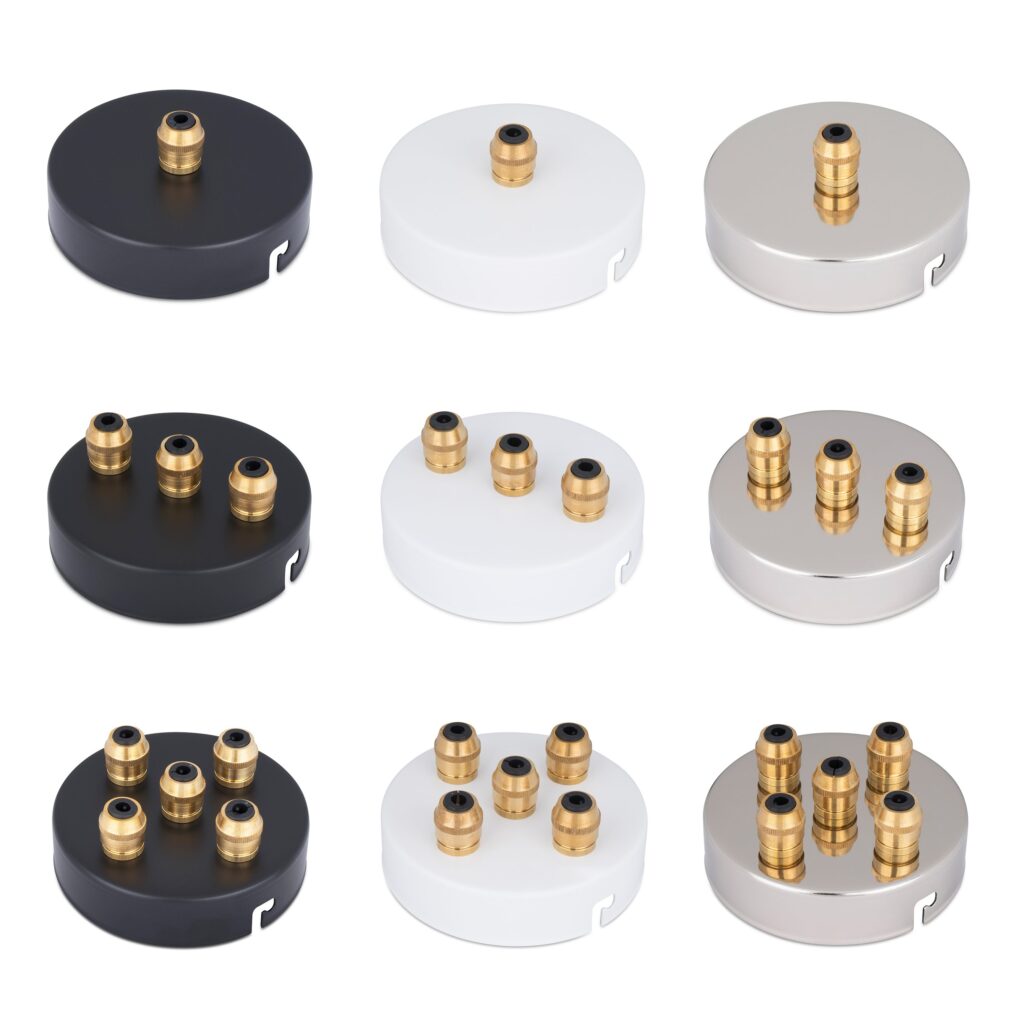 PREMIUM Deckenbaldachin aus Eisen 100x24mm mit 3 Kabelauslässen, weiß