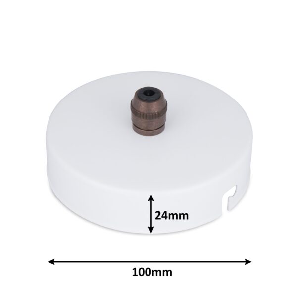 PREMIUM Deckenbaldachin aus Eisen 100x24mm, Weiß | inkl. Zugentlastung