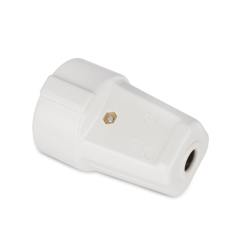 Schuko-Kupplung Duroplast - Bakelit-Optik In Elfenbein-weiß