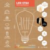 Dekorative E27 LED Filament Lampe, Gold Getönt, Lange Filamente, 3.5W 2100 Kelvin, Extra Warm 320lm, Kolbenform ST64