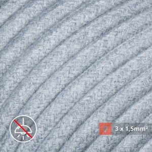 textilkabel stoffkabel schlauchleitung stoffummantelt textilummantelt pvc-kabel rundkabel h03vv-f 3g 0.75 3x1.5mm 3-adrig dreiadrig hell-grau