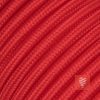 Textilkabel Pendellampe Rot, Textilkabel mit Lampenfassung aus Thermoplast mit Schalter und Eurostecker