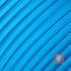 Textilkabel Pendellampe Blau, Textilkabel mit Lampenfassung aus Thermoplast und Eurostecker