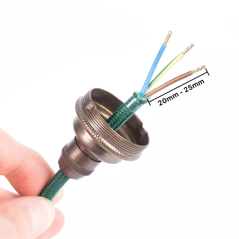 lampenfassung fassung e27 leuchtenfassung richtig anschließen retro vintage messing textilkabel installieren