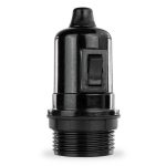 Lampenfassung Teil-Gewindemantel E27 Bakelit schwarz mit Schalter und Klemmnippel