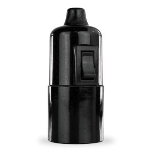 Lampenfassung Glattmantel Bakelit-Fassung E27 schwarz mit Schalter und Klemmnippel
