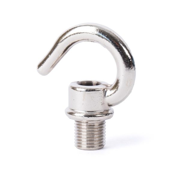 Haken aus Messing, M10x1 Außengewinde, Nickel