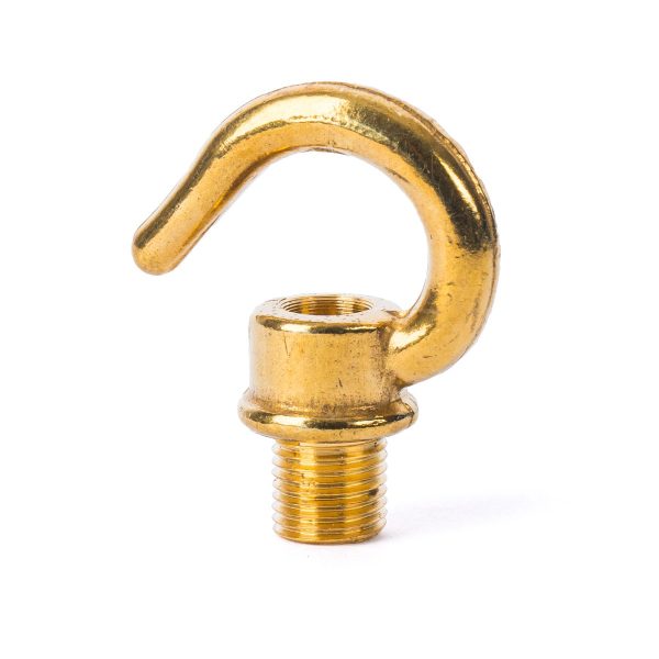 Haken aus Messing, M10x1 Außengewinde, Vermessingt