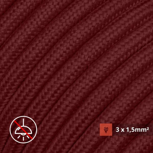 Textilkabel für Aufputz-Elektroinstallation, Kirsch-Rot (3x1.5mm)