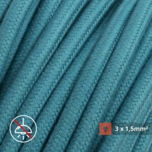 Textilkabel für Aufputz-Elektroinstallation, Petrol (3x1.5mm)