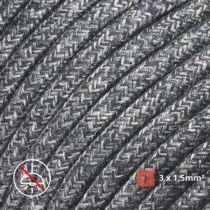 Textilkabel für Aufputz-Elektroinstallation, Schwarz-Melange (3x1.5mm)