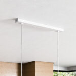 Baldachin für Lampe Rechteckig, 50cm Abzweigdose mit 2 Kabelauslässen - Weiß mit Textilkabel