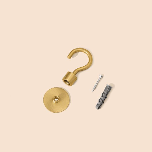 Komponenten für Deckenhaken aus Messing, Relight Hook Up Satin Brass