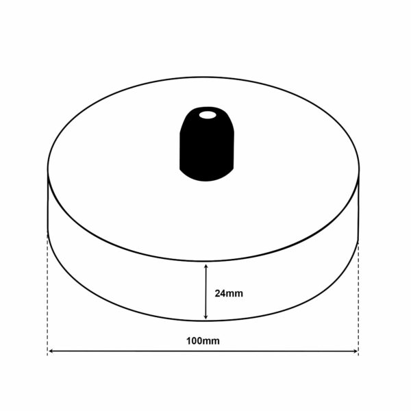 Dimensionen für Deckenbaldachin aus eisen 100x24mm inkl. Zugentlastung
