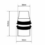 Dimensionen für Gewindemantel Lampenfassung E14 aus Bakelit