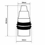 Dimensionen für Gewindemantel Lampenfassung E14 aus Bakelit, mit Zugentlastung