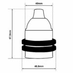 Dimensionen für Gewindemantel Lampenfassung E27 aus Thermoplast, mit Zugentlastung
