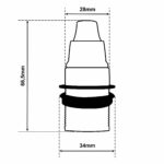 Dimensionen für Teilgewindemantel Lampenfassung E14 aus Bakelit, mit Zugentlastung