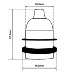 Dimensionen für Teilgewindemantel Lampenfassung E27 aus Bakelit, mit Zugentlastung