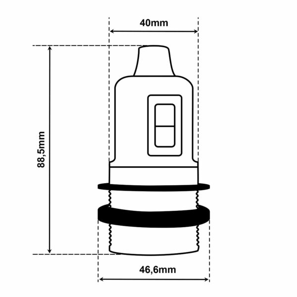Teilgewindemantel Lampenfassung E27 aus Thermoplast mit SCHALTER, mit  Zugentlastung