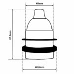Dimensionen für Teilgewindemantel Lampenfassung E27 aus Thermoplast, mit Zugentlastung