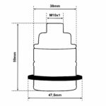 Dimensionen für Vintage Lampenfassung E27 aus Messing +1 Gewindering M10-Gewinde