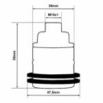 Dimensionen für Vintage Lampenfassung E27 aus Messing +2 Gewinderinge, M10-Gewinde