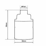 Dimensionen für Vintage Lampenfassung E27 aus Messing, Glattmantel, M10-Gewinde
