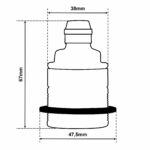 Dimensionen für Vintage Lampenfassung E27 aus Messing inkl. 1 Gewindering mit Zugentlastung