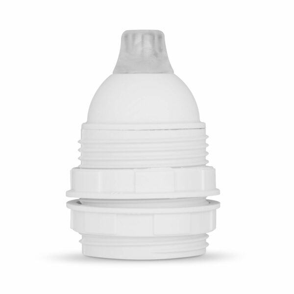 Gewindemantel Lampenfassung E27 aus Thermoplast, creme-weiß, mit Zugentlastung