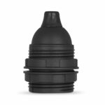 Gewindemantel Lampenfassung E27 aus Thermoplast, schwarz, mit Zugentlastung
