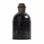 Glattmantel Lampenfassung E27 aus Bakelit, schwarz mit Zugentlastung aus Messing: Old English