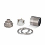 Komponenten von Vintage Lampenfassung E27 aus Messing Nickel +2 Gewinderinge, M10-Gewinde