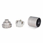Komponenten von Vintage Lampenfassung E27 aus Messing Nickel, Glattmantel, M10-Gewinde