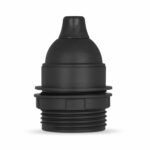 Teilgewindemantel Lampenfassung E27 aus Thermoplast, schwarz, mit Zugentlastung