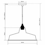 Dimensionen für Vintage Industrieleuchte mit Lampenschirm aus emailliertem Stahlblech 36cm