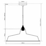 Dimensionen für Vintage Industrieleuchte mit Lampenschirm aus emailliertem Stahlblech, 46cm