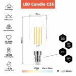 Spezifikationen für E14 LED Filament Candle Lampe, C35
