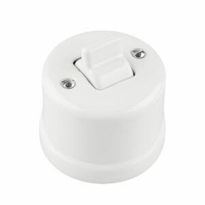 Lightstock Design Aufputz-Kreutzschalter aus Porzellan Weiß mit Porzellan-Kippschalter