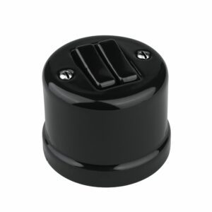 Lightstock Retro Aufputz-Serienschalter aus Porzellan Schwarz, 2-Fach, 2-Wege