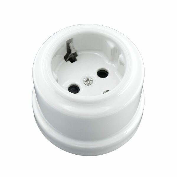 Lightstock Retro Aufputz-Steckdose aus Porzellan Weiß 3