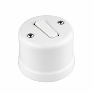 Lightstock Retro Aufputz-Wechselschalter aus Porzellan Weiß, 1-Fach, 2-Wege