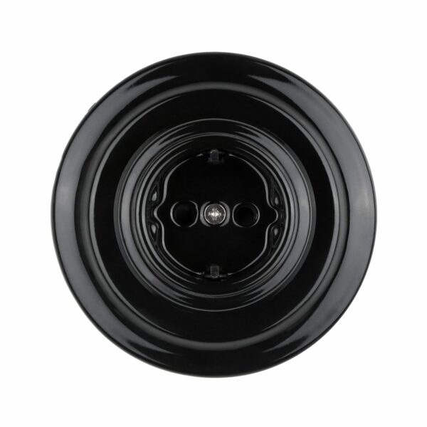 Lightstock Retro Unterputz-Steckdose aus Porzellan, Schwarz 3