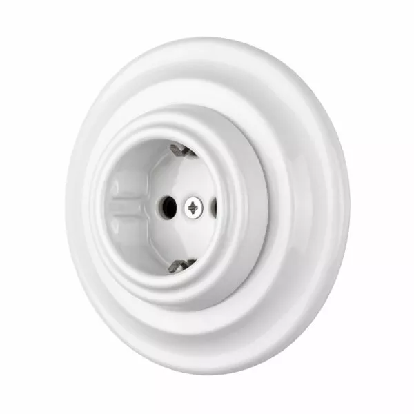 Lightstock Retro Unterputz-Steckdose aus Porzellan, Weiß