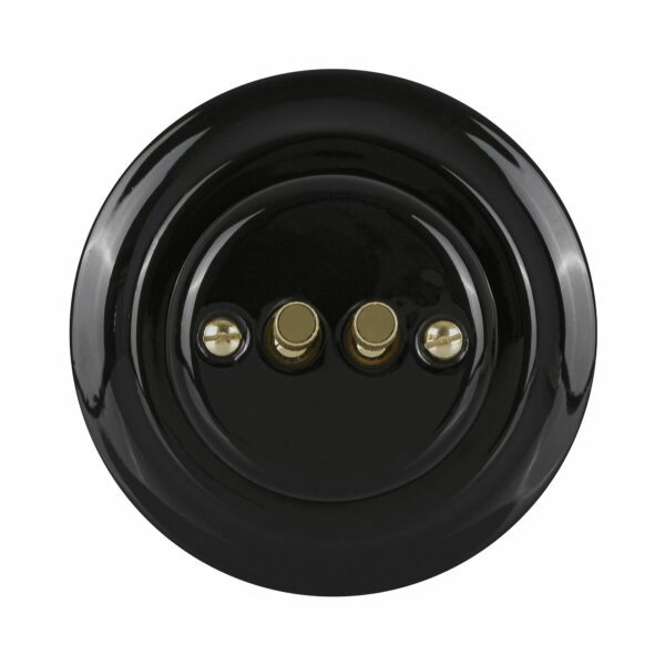 Lightstock Design Unterputz-Serienschalter aus Porzellan Schwarz mit Messing-Kippschalter, 2-Fach, 2-Wege 2