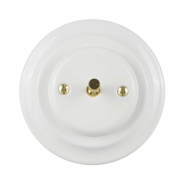 Lightstock Design Unterputz-Wechselschalter aus Porzellan Weiß mit Messing-Kippschalter, 1-Fach, 2-Wege 2